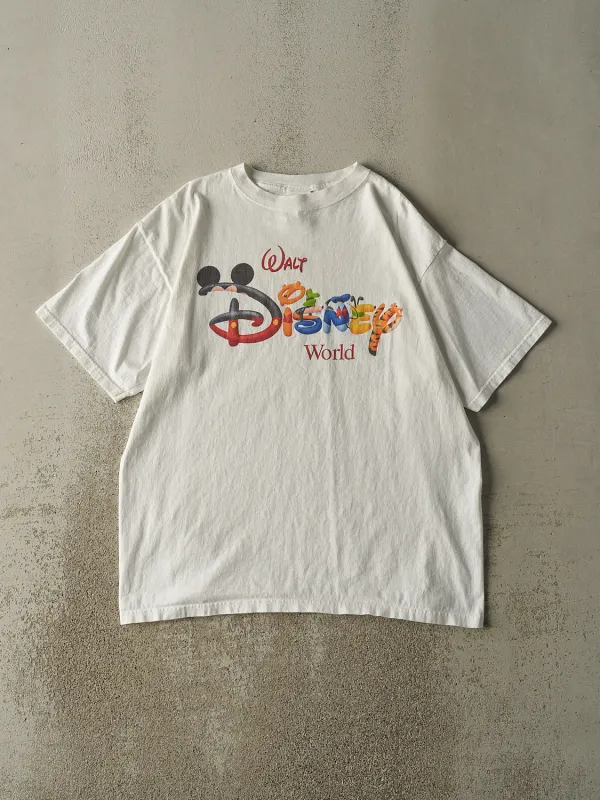 Vintage 90s White Walt Disney World Tee (XL) sold by Rebalance Vintage