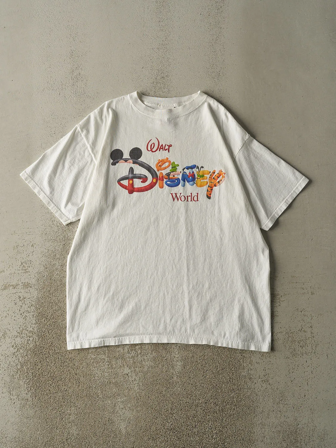Vintage 90s White Walt Disney World Tee (XL) sold by Rebalance Vintage