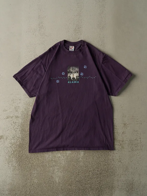 Vintage 90s Purple Alaska Wolf Tee (L/XL) sold by Rebalance Vintage