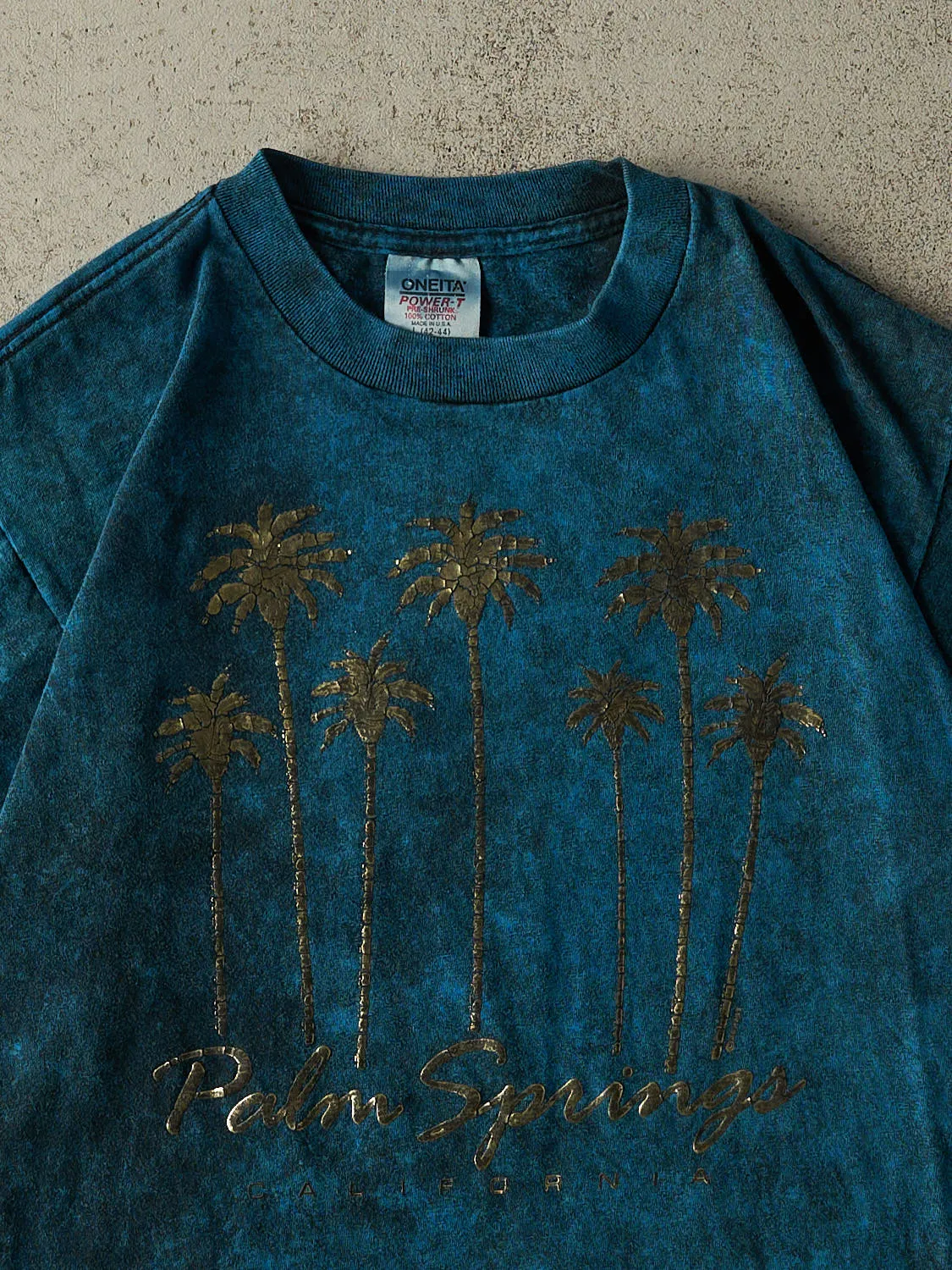 Vintage 90s Washed Blue Palm Springs California Single Stitch Tee (M/L) sold by Rebalance Vintage product image thumbnail 2