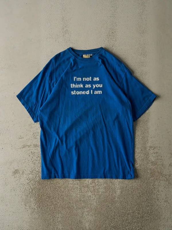 Vintage 90s Blue "Not As Stoned" Slogan Tee (M/L) sold by Rebalance Vintage