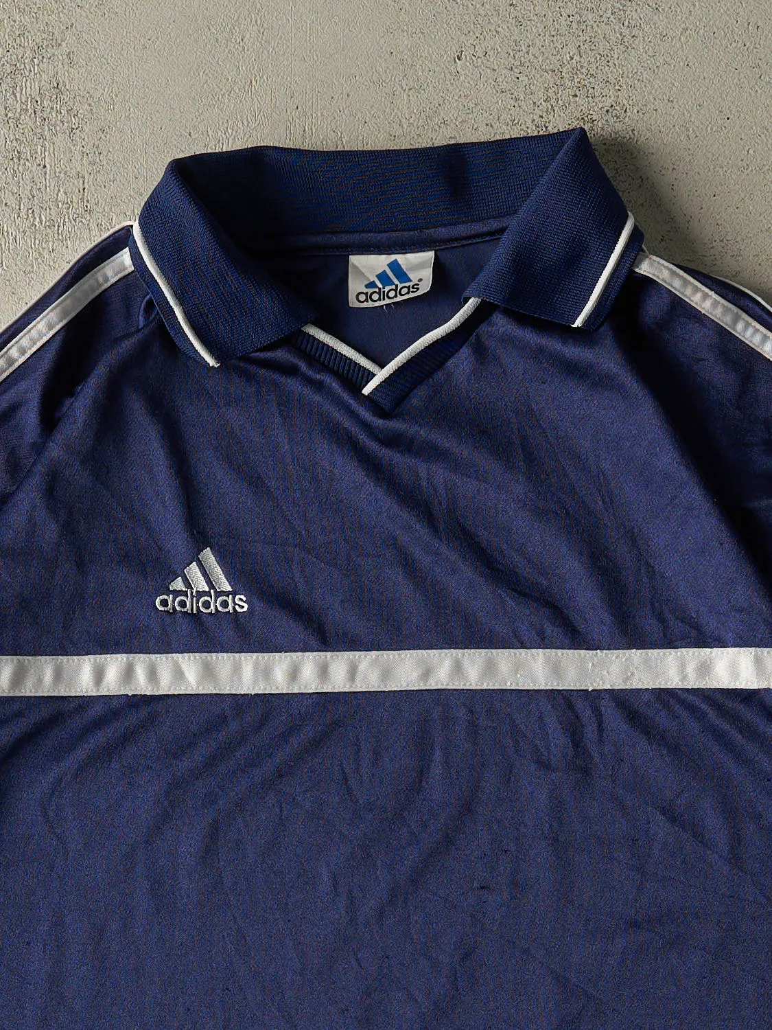 Vintage 90s Blue Adidas Soccer Jersey (XL/XXL) sold by Rebalance Vintage product image thumbnail 2