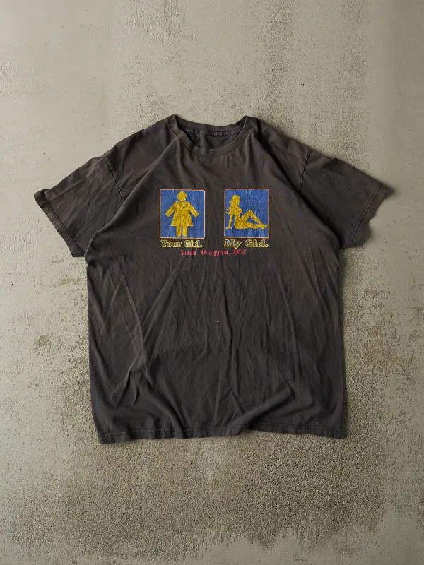 Vintage Y2K Faded Black "My Girl" Slogan Tee (L/XL) sold by Rebalance Vintage