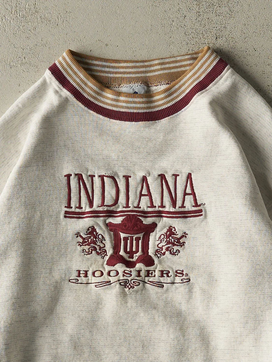 Vintage 80s Heather Grey University of Indiana Embroidered Crewneck (M/L) sold by Rebalance Vintage product image thumbnail 2