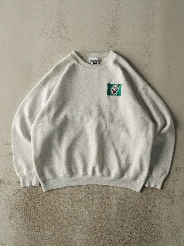 Vintage 90s Heather Grey 7Up Embroidered Crewneck (L/XL) sold by Rebalance Vintage