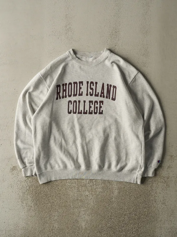 Vintage 90s Heather Grey Rhode Island College Crewneck (L/XL) sold by Rebalance Vintage