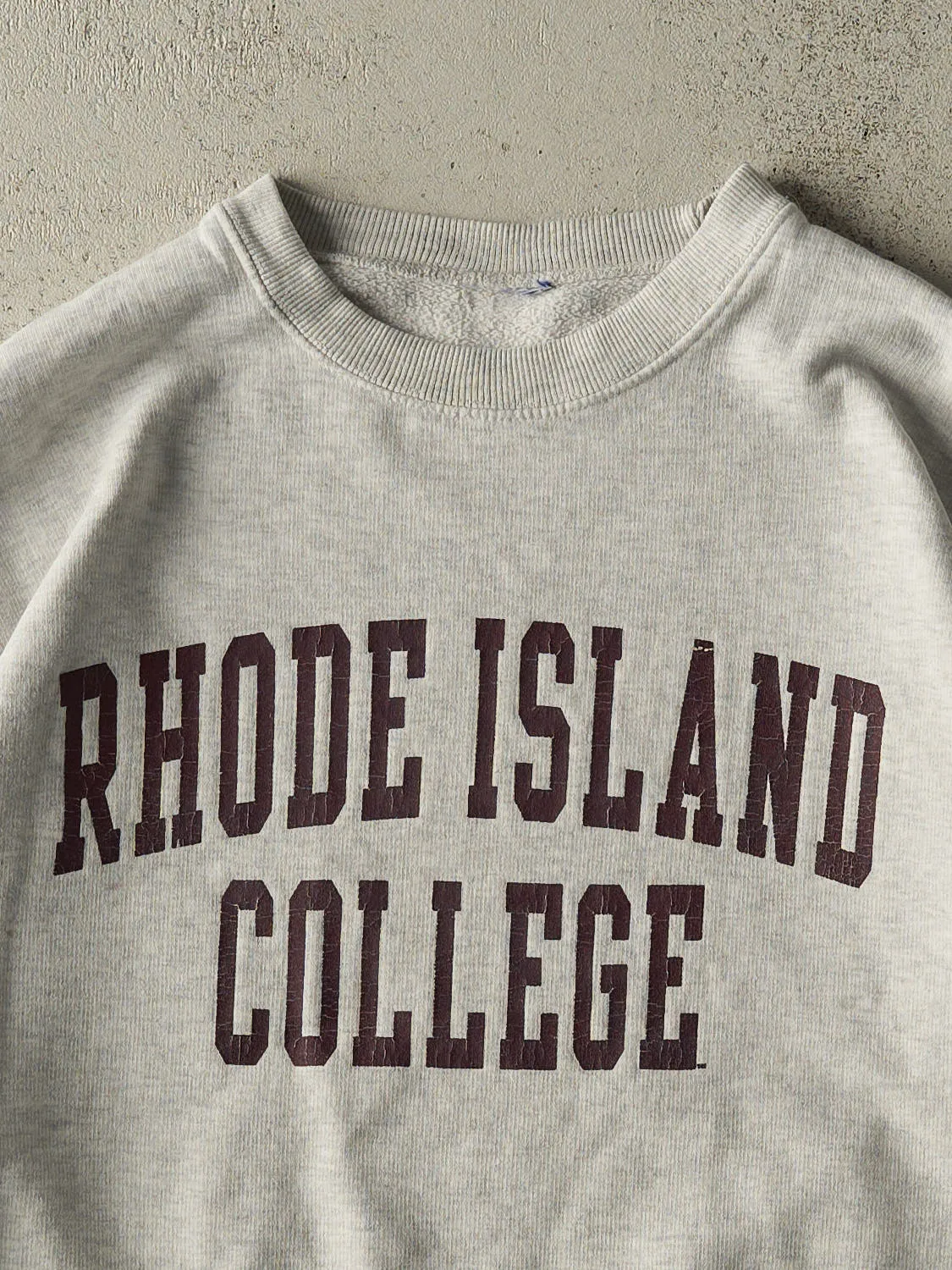 Vintage 90s Heather Grey Rhode Island College Crewneck (L/XL) sold by Rebalance Vintage product image thumbnail 2