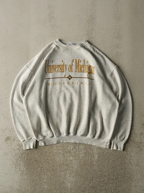 Vintage 90s Heather Grey University of Michigan Crewneck (L/XL) sold by Rebalance Vintage
