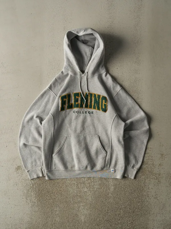 Vintage Y2K Heather Grey Russell Athletic Fleming College Embroidered Hoodie (S/M) sold by Rebalance Vintage