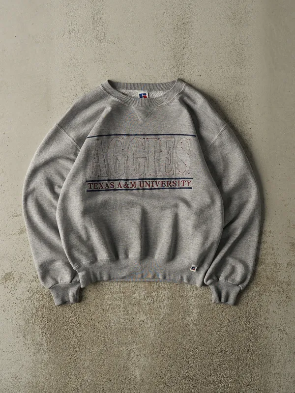 Vintage 90s Grey Russell Athletic Texas A&M Aggies Embroidered Crewneck (S/M) sold by Rebalance Vintage