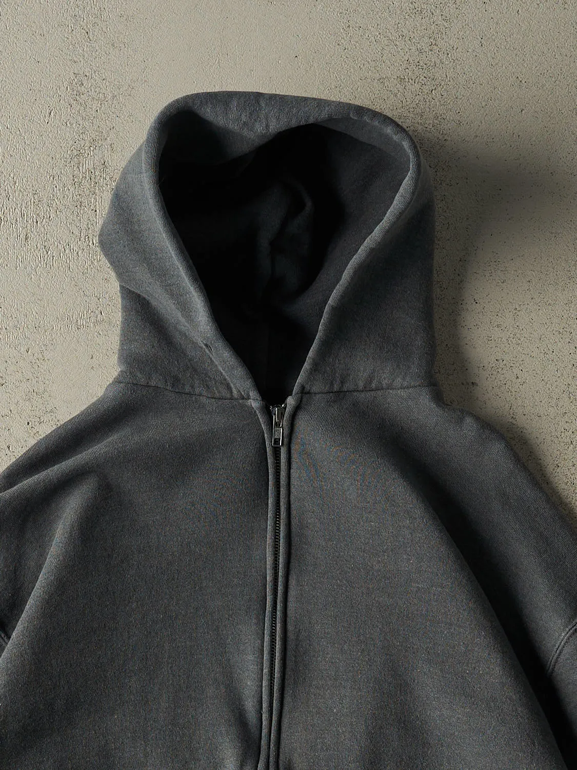 Vintage Y2K Grey Russell Athletic Zip Up Hoodie (M/L) sold by Rebalance Vintage product image thumbnail 2