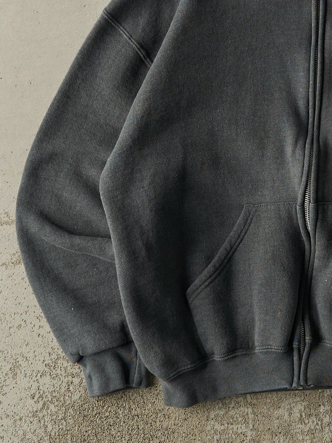 Vintage Y2K Grey Russell Athletic Zip Up Hoodie (M/L) sold by Rebalance Vintage product image thumbnail 3