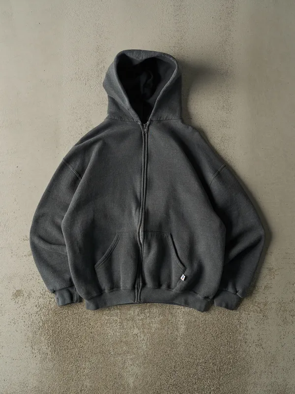 Vintage Y2K Grey Russell Athletic Zip Up Hoodie (M/L) sold by Rebalance Vintage