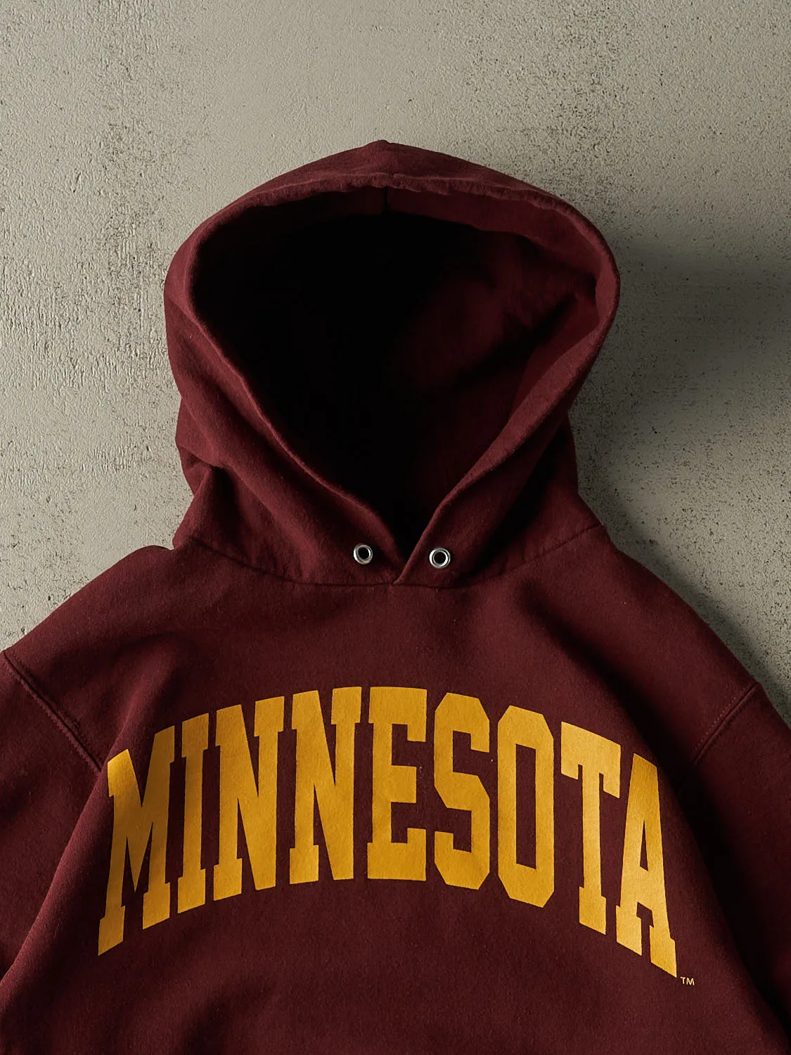 Vintage Y2K Burgundy University of Minnesota Champion Hoodie (S) sold by Rebalance Vintage product image thumbnail 2