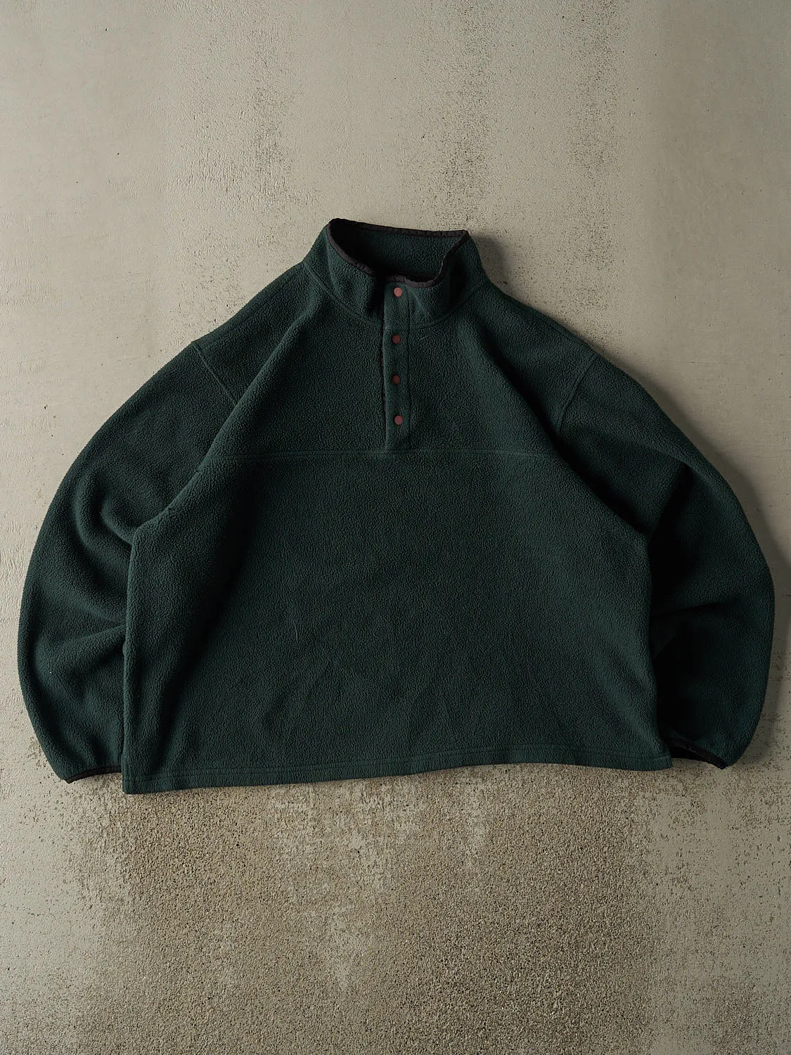 Vintage 90s Green Lands End Quarter Button Fleece (L/XL) sold by Rebalance Vintage