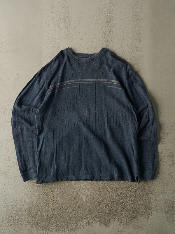 Vintage Y2K Blue Striped Knit Long Sleeve (XL) sold by Rebalance Vintage