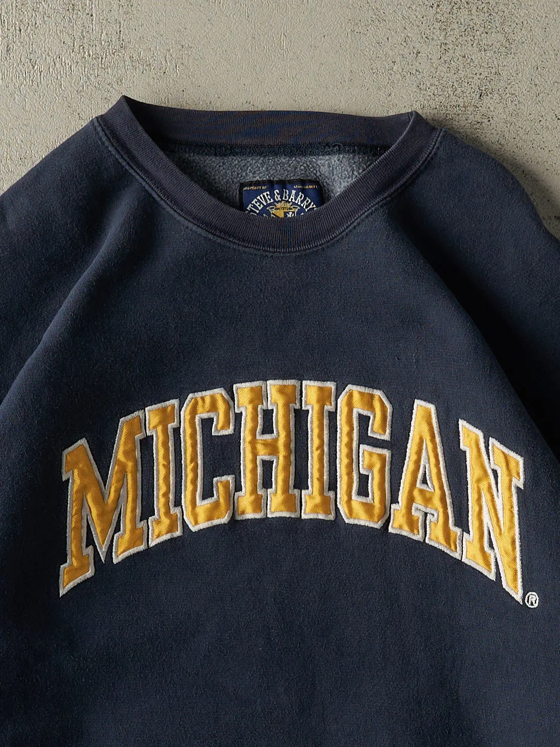 Vintage Y2K Navy Blue Michigan Embroidered Crewneck (XL/XXL) sold by Rebalance Vintage product image thumbnail 2