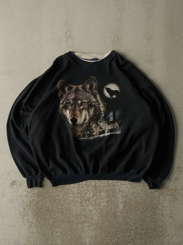 Vintage 90s Faded Black Wolf Crewneck (XL/XXL) sold by Rebalance Vintage