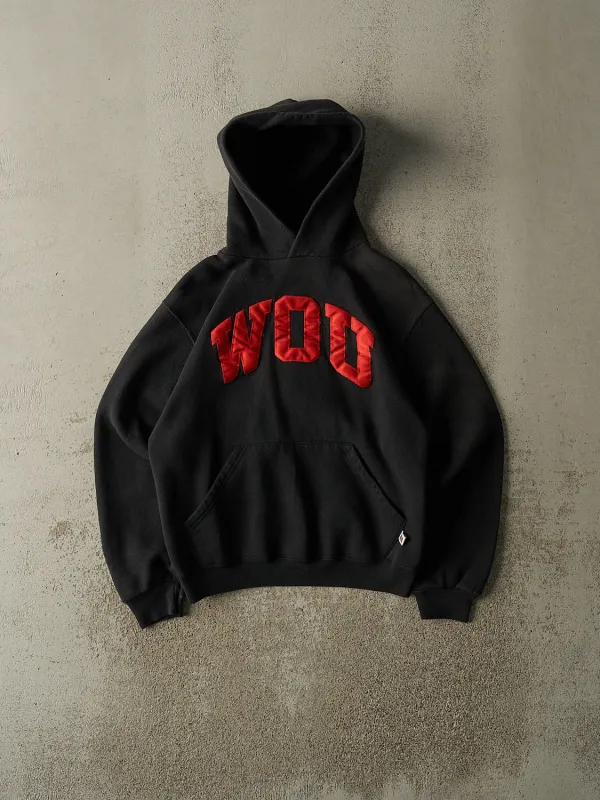 Vintage 90s Black Russell Athletic WOU Embroidered Hoodie (XS/S) sold by Rebalance Vintage