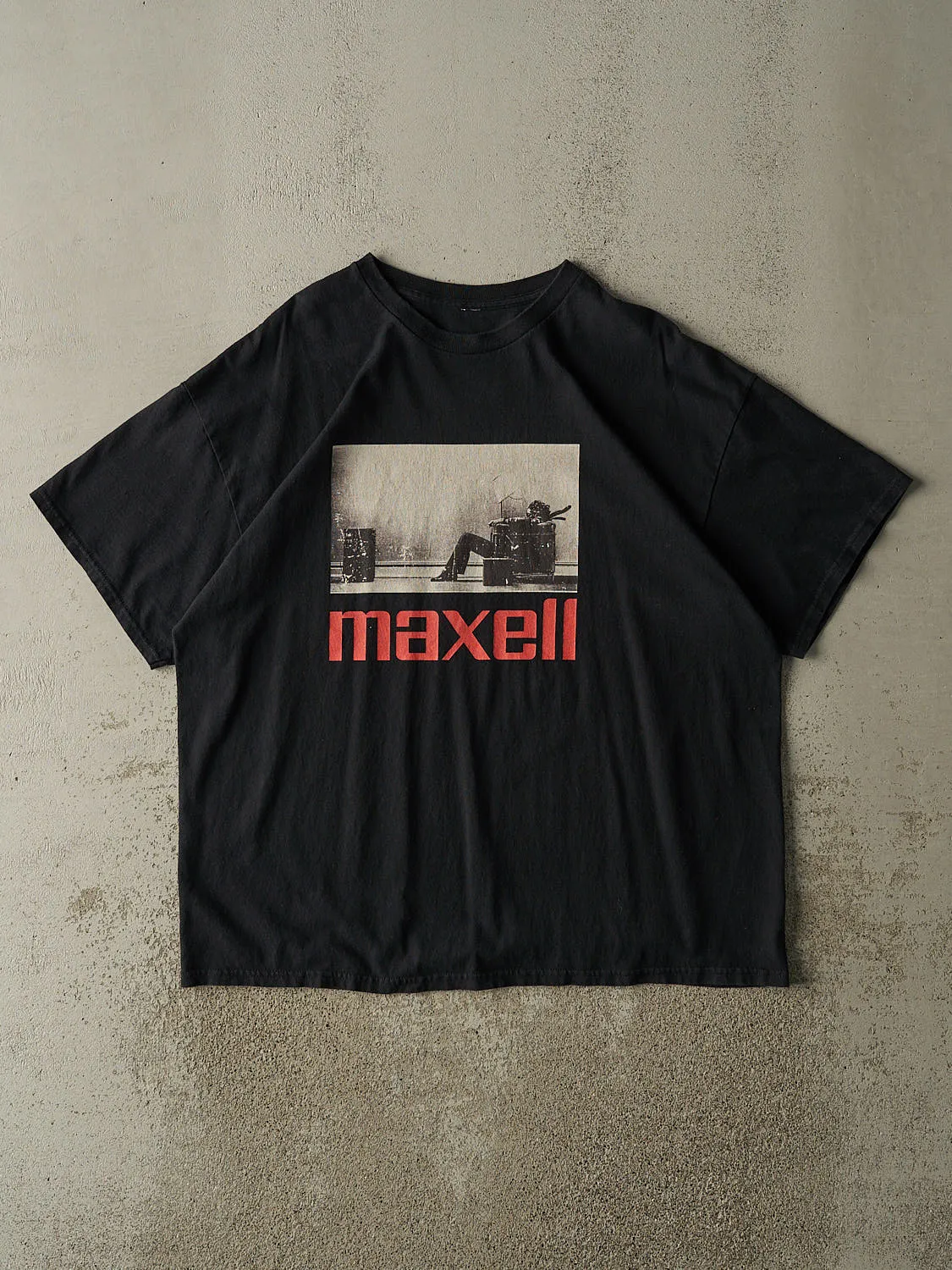 Vintage 90s Black Maxell Logo Tee (XL/XXL) sold by Rebalance Vintage