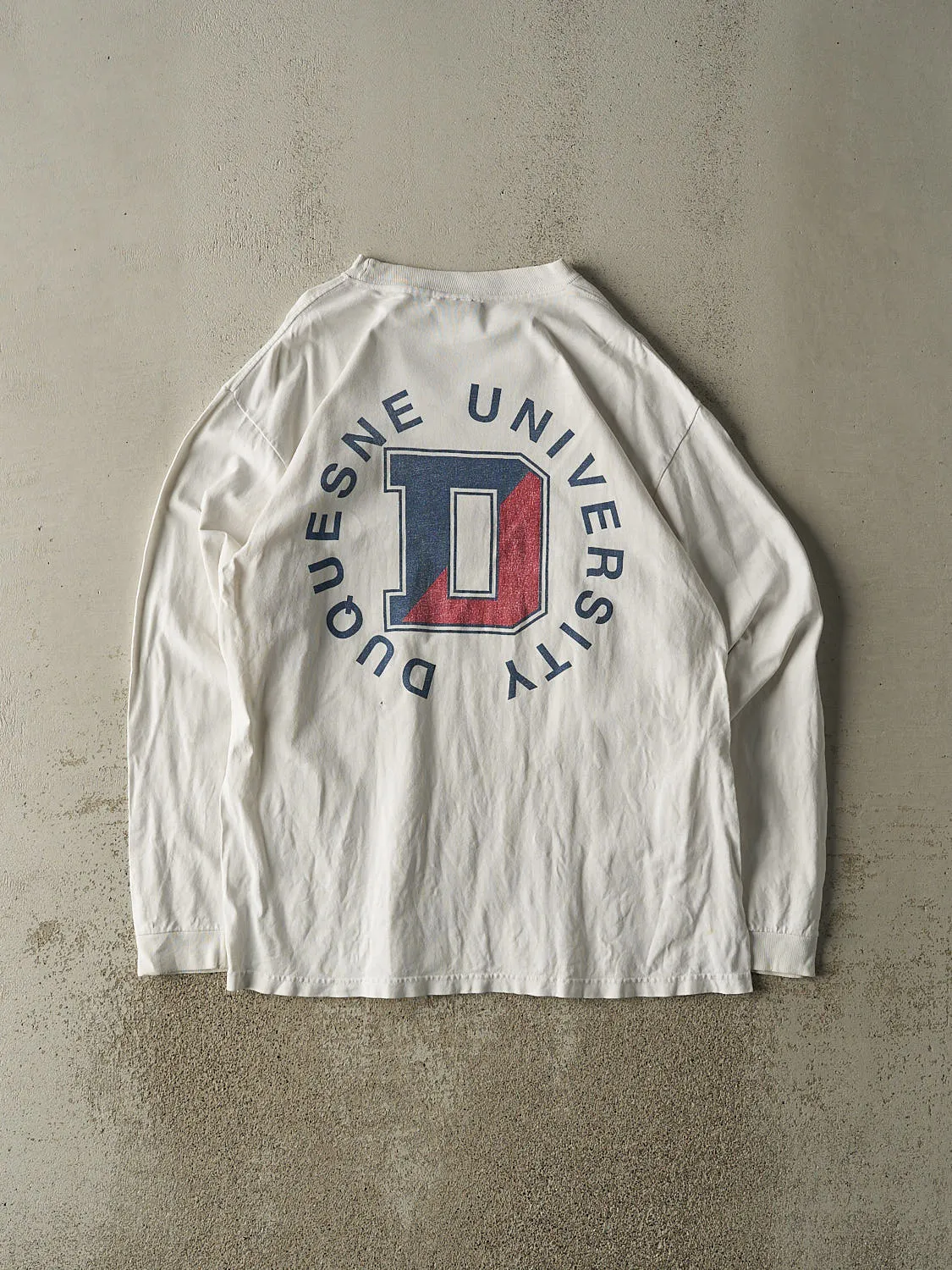 Vintage 90s White Duquesne University Long Sleeve (XL) sold by Rebalance Vintage product image thumbnail 2