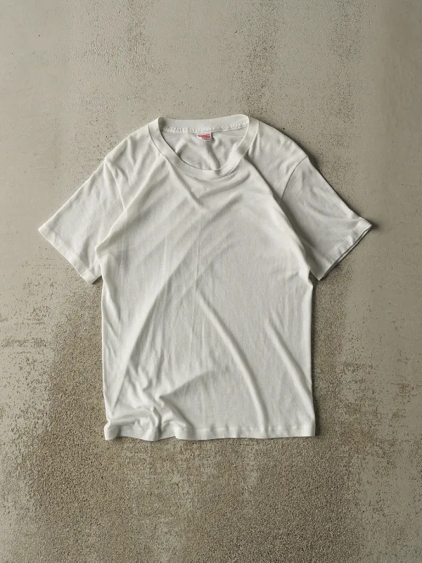 Vintage 80s White Blank Single Stitch Tee (S/M) sold by Rebalance Vintage