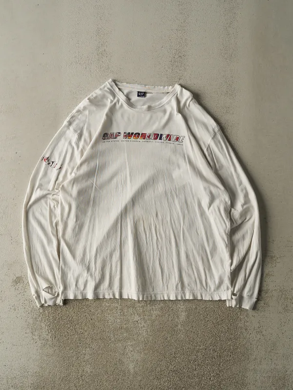 Vintage 90s White Gap Worldwide Long Sleeve (XL) made by Rebalance Vintage