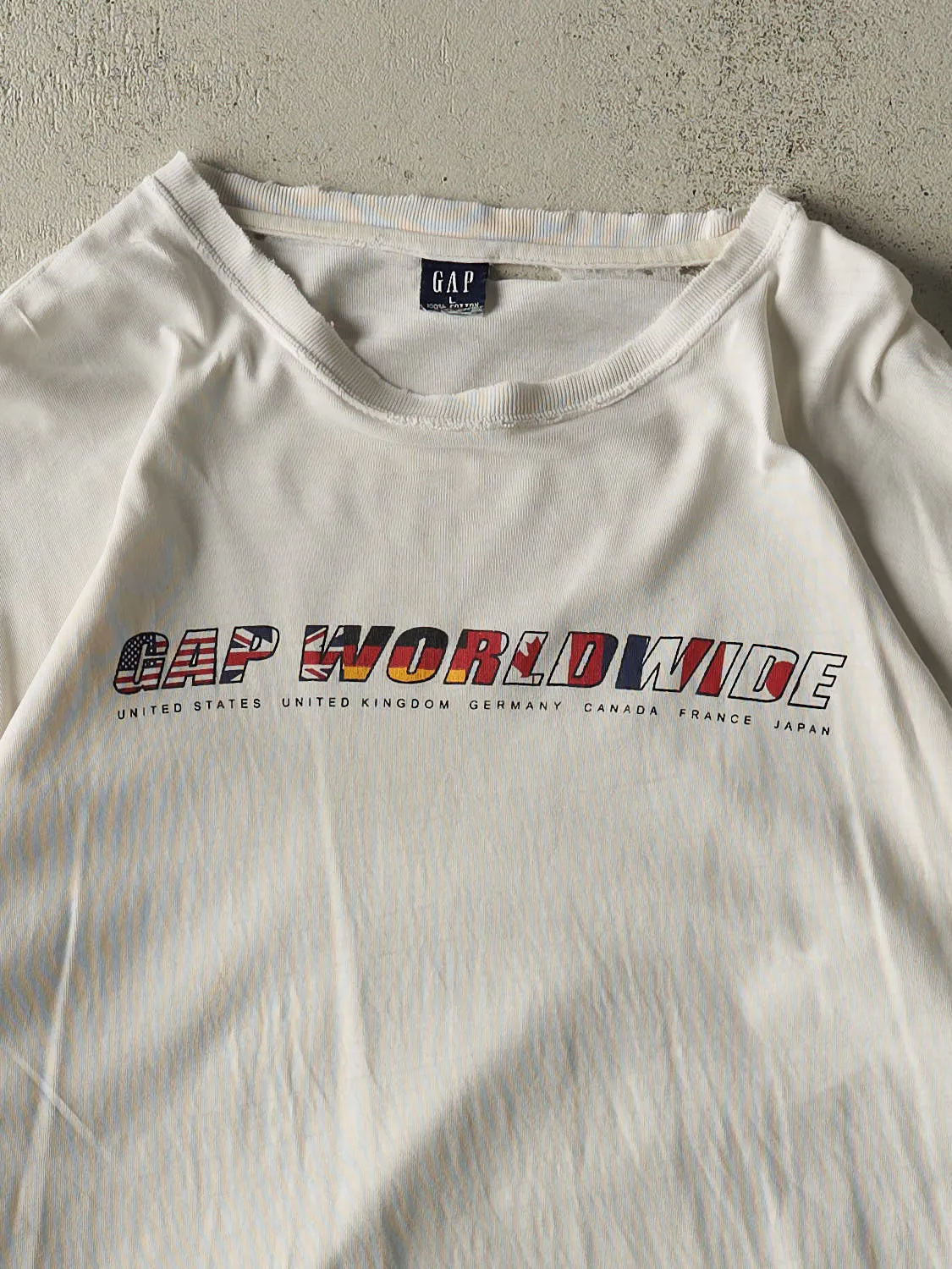 Vintage 90s White Gap Worldwide Long Sleeve (XL) sold by Rebalance Vintage product image thumbnail 2