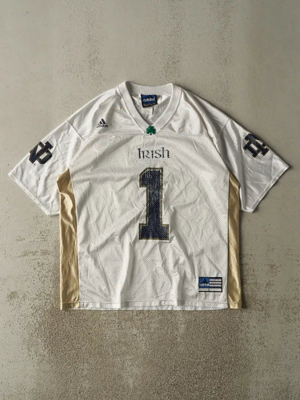 Vintage 90s White Notre Dame Adidas Football Jersey (XL/XXL) sold by Rebalance Vintage