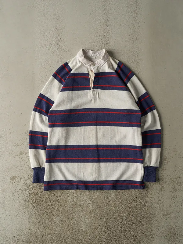 Vintage 90s White, Navy & Red Striped Long Sleeve (L/XL) sold by Rebalance Vintage