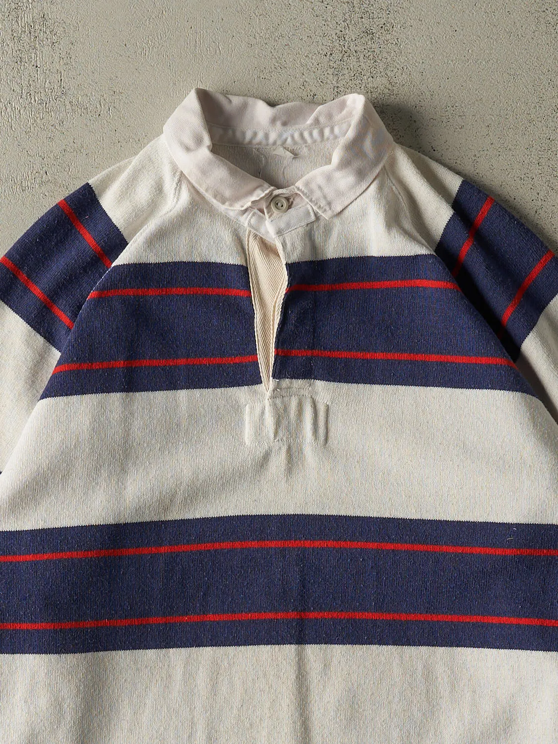 Vintage 90s White, Navy & Red Striped Long Sleeve (L/XL) sold by Rebalance Vintage product image thumbnail 2