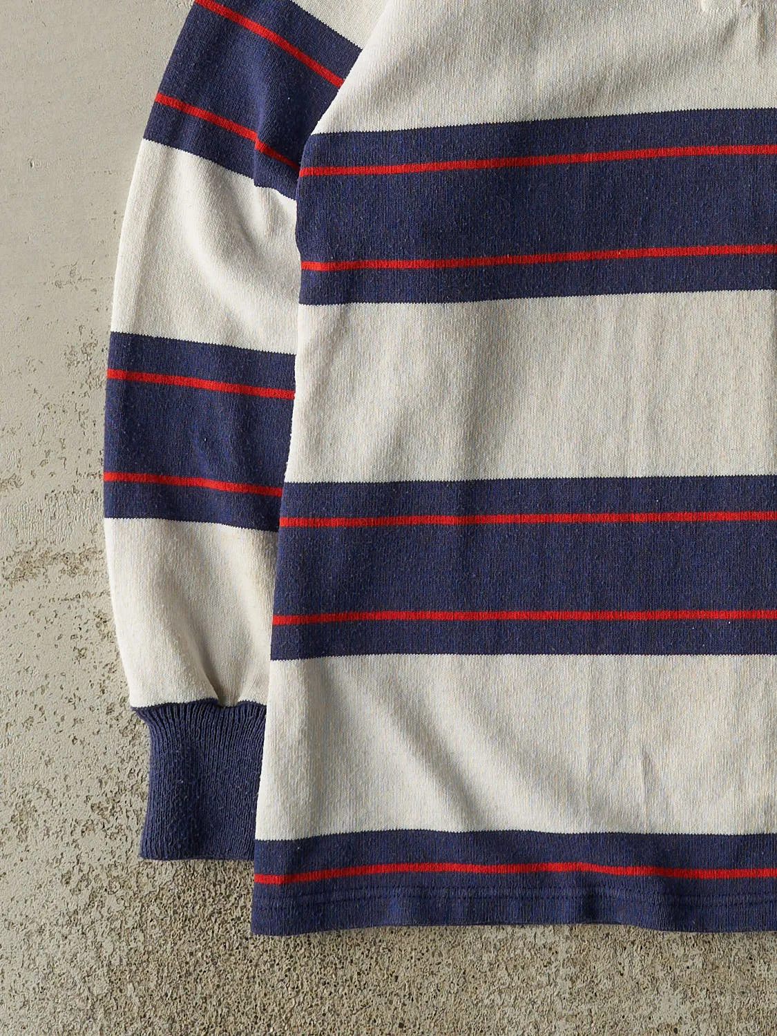 Vintage 90s White, Navy & Red Striped Long Sleeve (L/XL) sold by Rebalance Vintage product image thumbnail 3