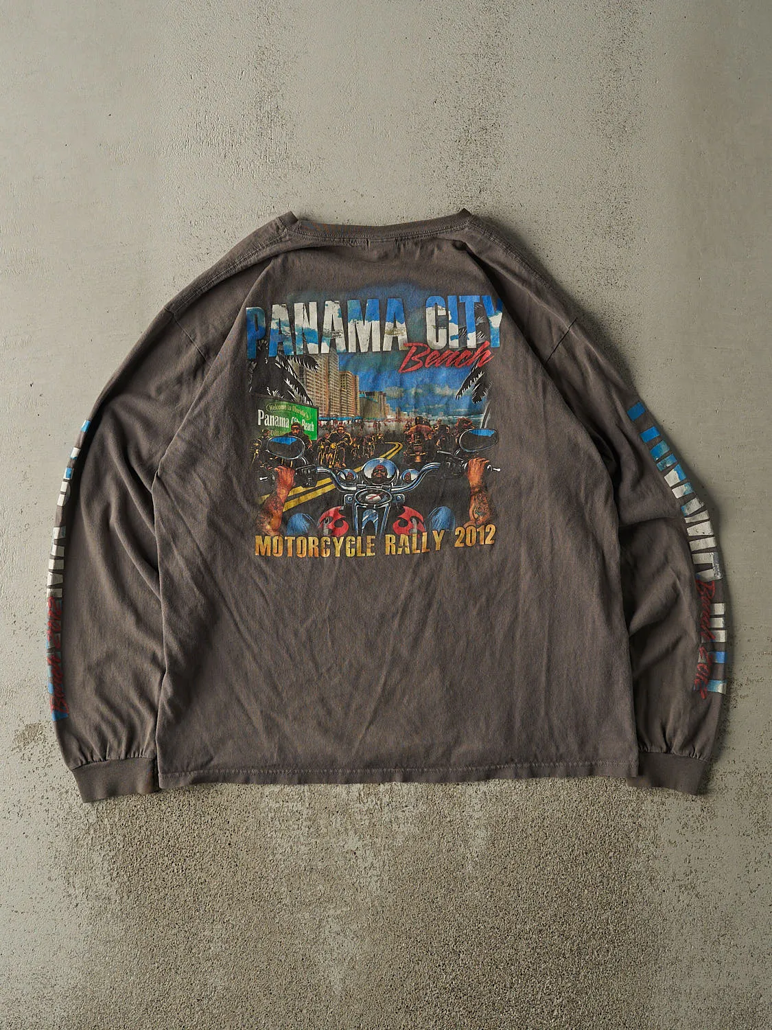 Vintage 12' Charcoal Grey Panama City Bike Rally Long Sleeve (L/XL) sold by Rebalance Vintage product image thumbnail 2
