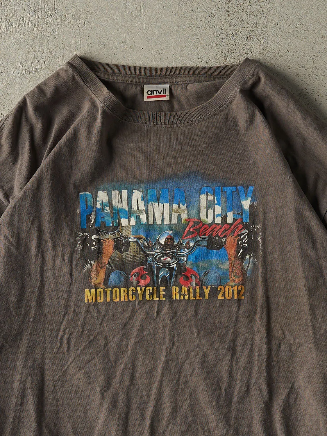 Vintage 12' Charcoal Grey Panama City Bike Rally Long Sleeve (L/XL) sold by Rebalance Vintage product image thumbnail 3