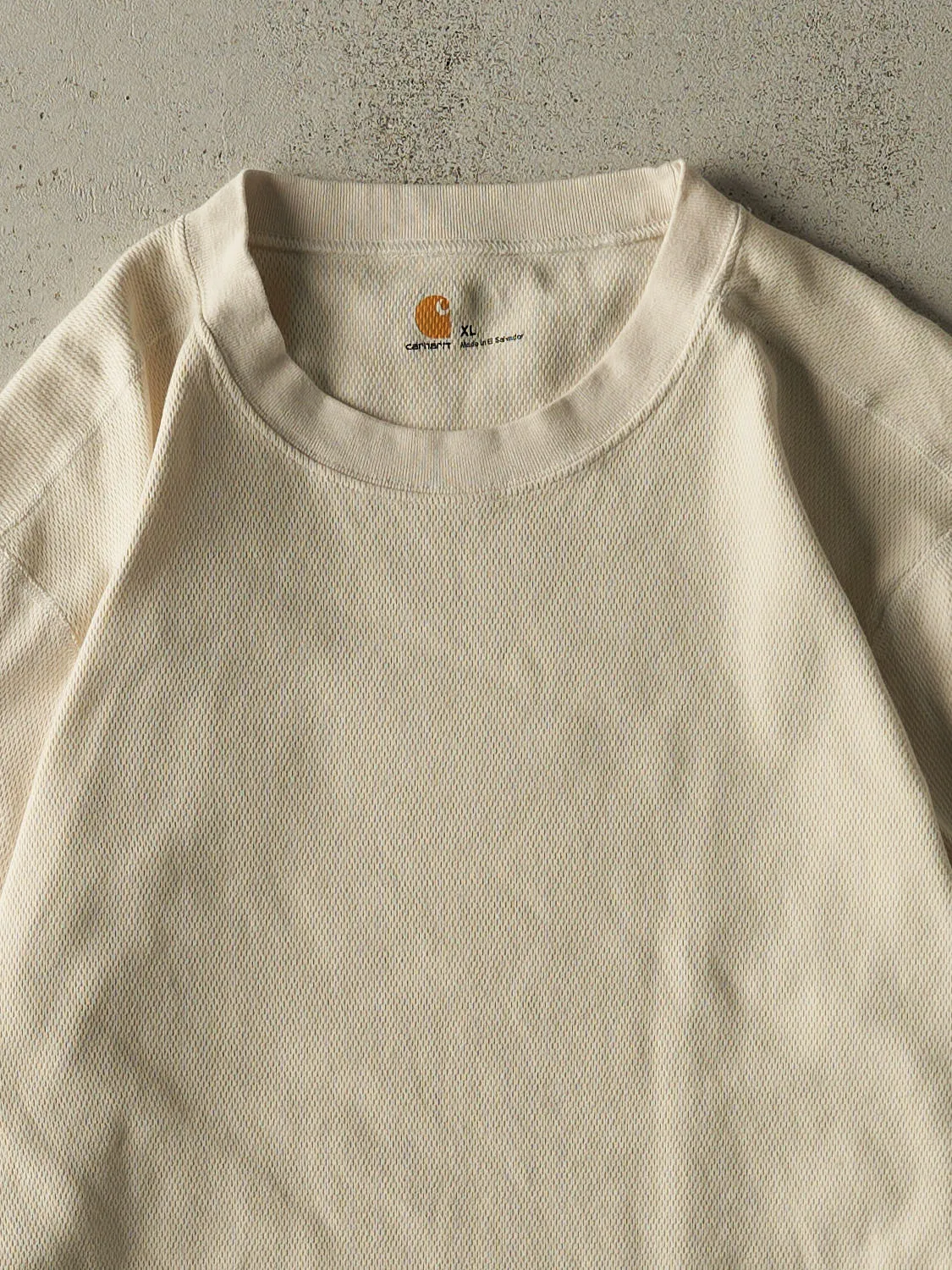 Vintage Y2K Beige Carhartt Embroidered Thermal Long Sleeve (M/L) sold by Rebalance Vintage product image thumbnail 2
