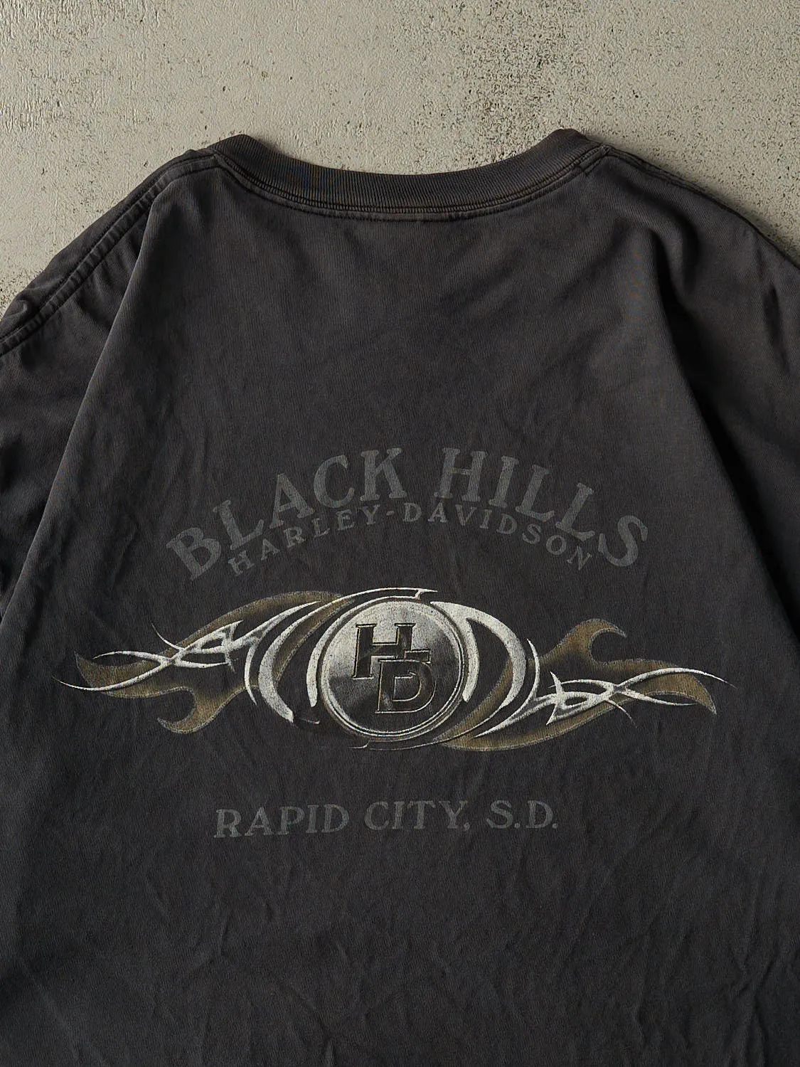 Vintage 04' Faded Black Harley Davidson Rapid City, SD Tee (XL/XXL) sold by Rebalance Vintage product image thumbnail 4