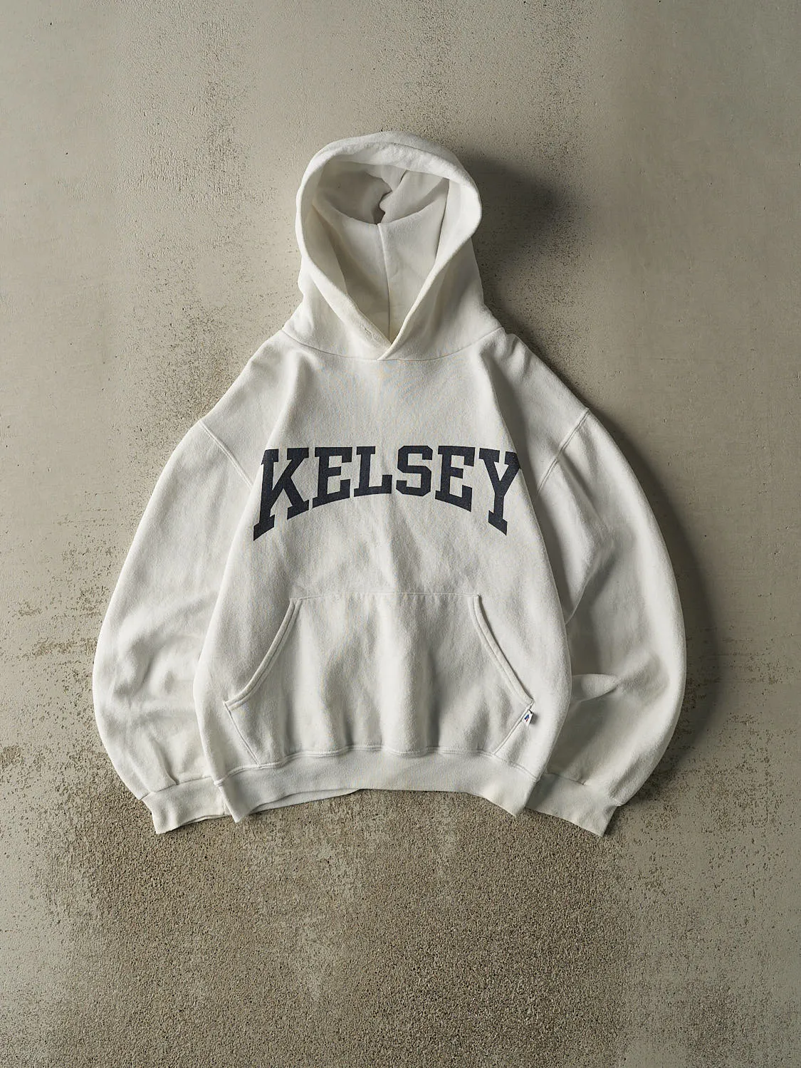 Vintage Y2K White Russell Athletic Kelsey Hoodie (S) sold by Rebalance Vintage