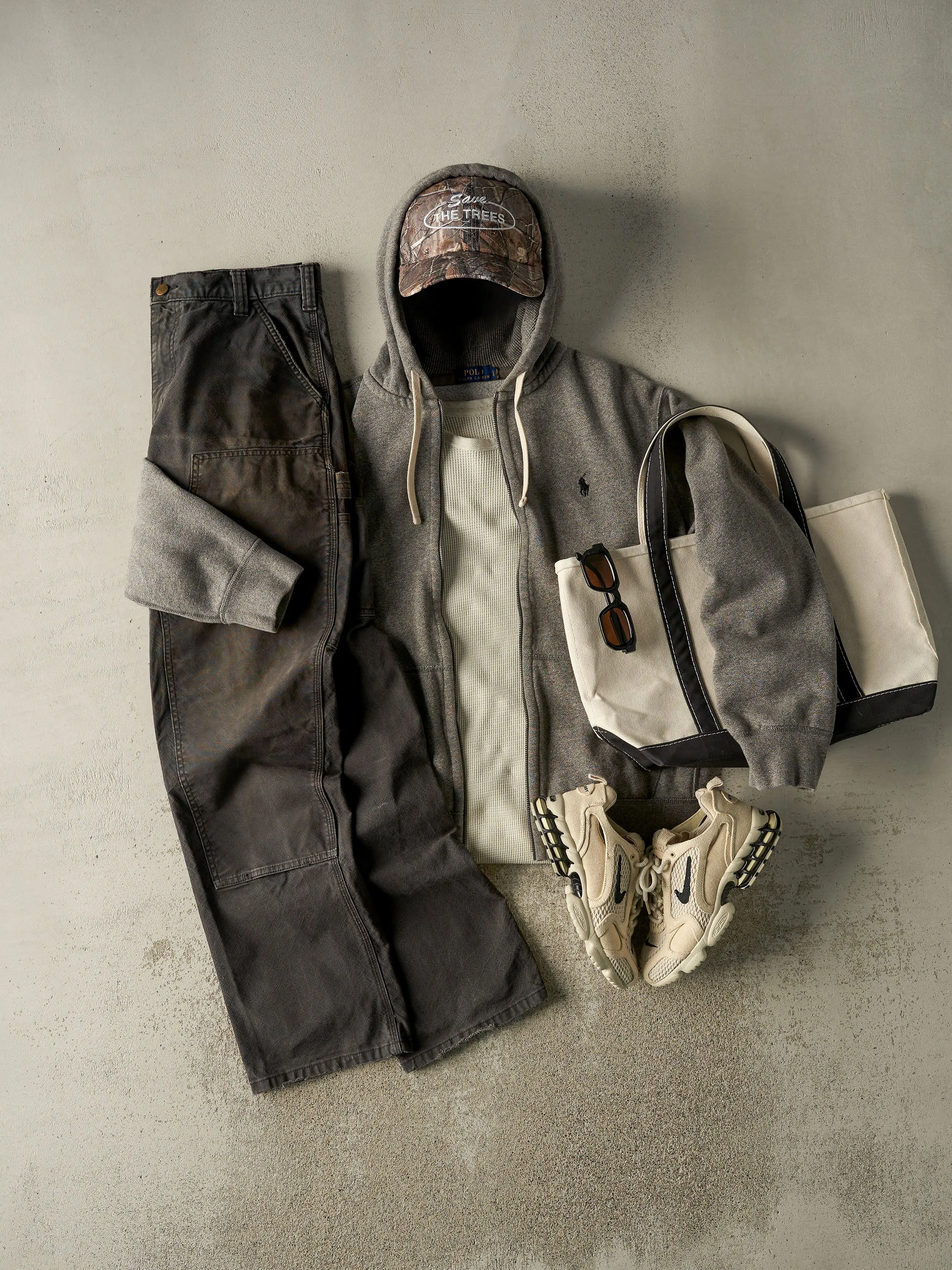 Vintage Y2K Grey Polo Ralph Lauren Embroidered Zip Up Hoodie (L) sold by Rebalance Vintage product image thumbnail 2