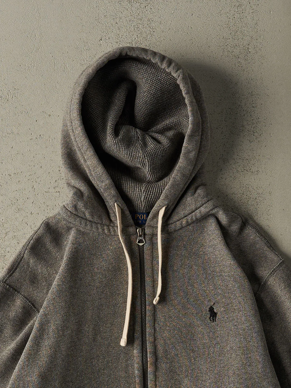 Vintage Y2K Grey Polo Ralph Lauren Embroidered Zip Up Hoodie (L) sold by Rebalance Vintage product image thumbnail 3