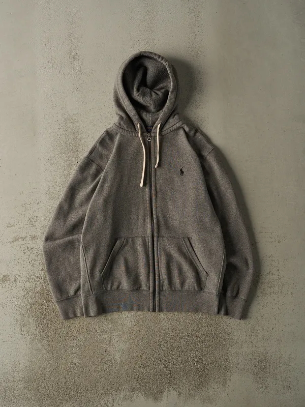 Vintage Y2K Grey Polo Ralph Lauren Embroidered Zip Up Hoodie (L) sold by Rebalance Vintage