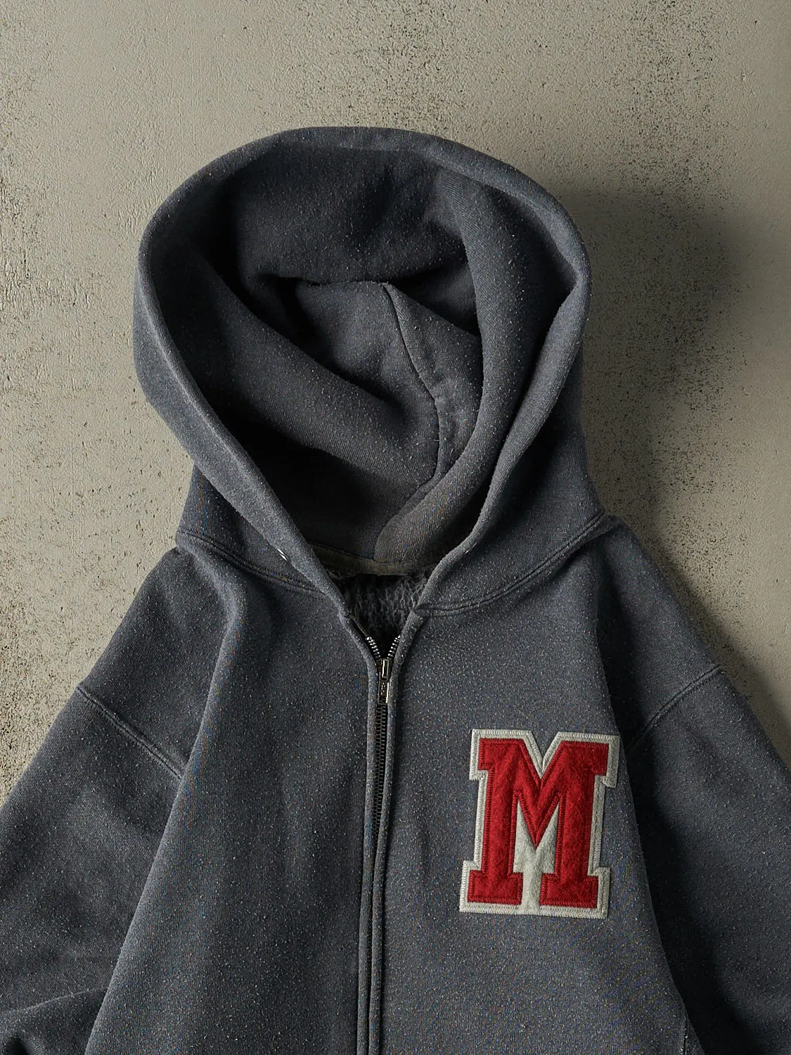 Vintage Y2K Charcoal Grey Russell Athletic Embroidered Zip Up Hoodie (XS/S) sold by Rebalance Vintage product image thumbnail 2