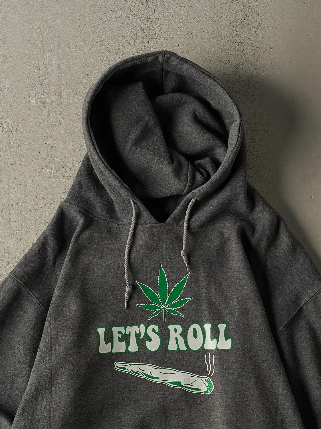 Vintage 90s Charcoal Grey "Lets Roll" Hoodie (XL/XXL) sold by Rebalance Vintage product image thumbnail 2