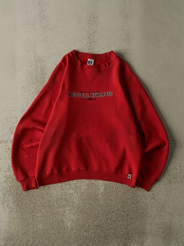 Vintage 90s Red Russell Athletic Embroidered Crewneck (M/L) sold by Rebalance Vintage