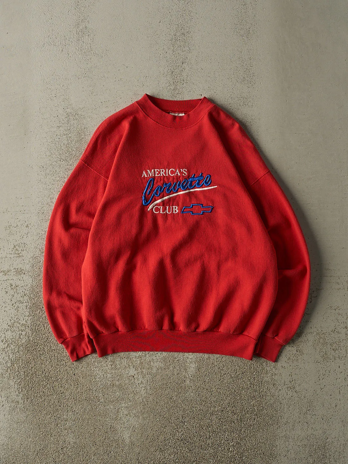 Vintage 90s Red America's Chevrolet Corvette Club Embroidered Crewneck (M/L) sold by Rebalance Vintage