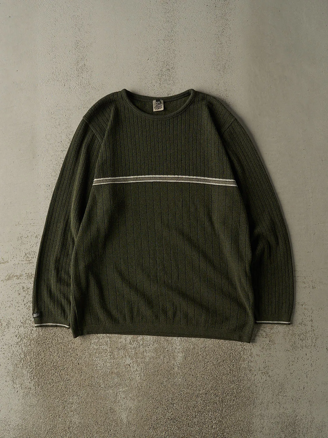 Vintage Y2K Green Striped Knit Pullover (XL) sold by Rebalance Vintage