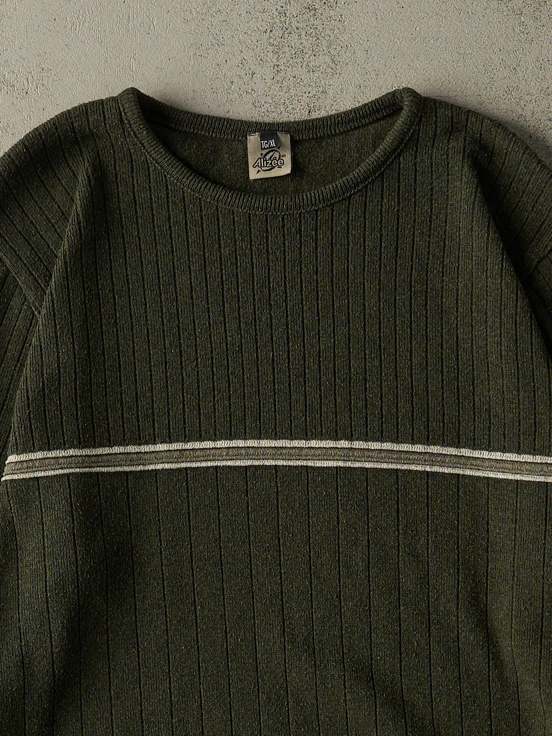 Vintage Y2K Green Striped Knit Pullover (XL) sold by Rebalance Vintage product image thumbnail 2