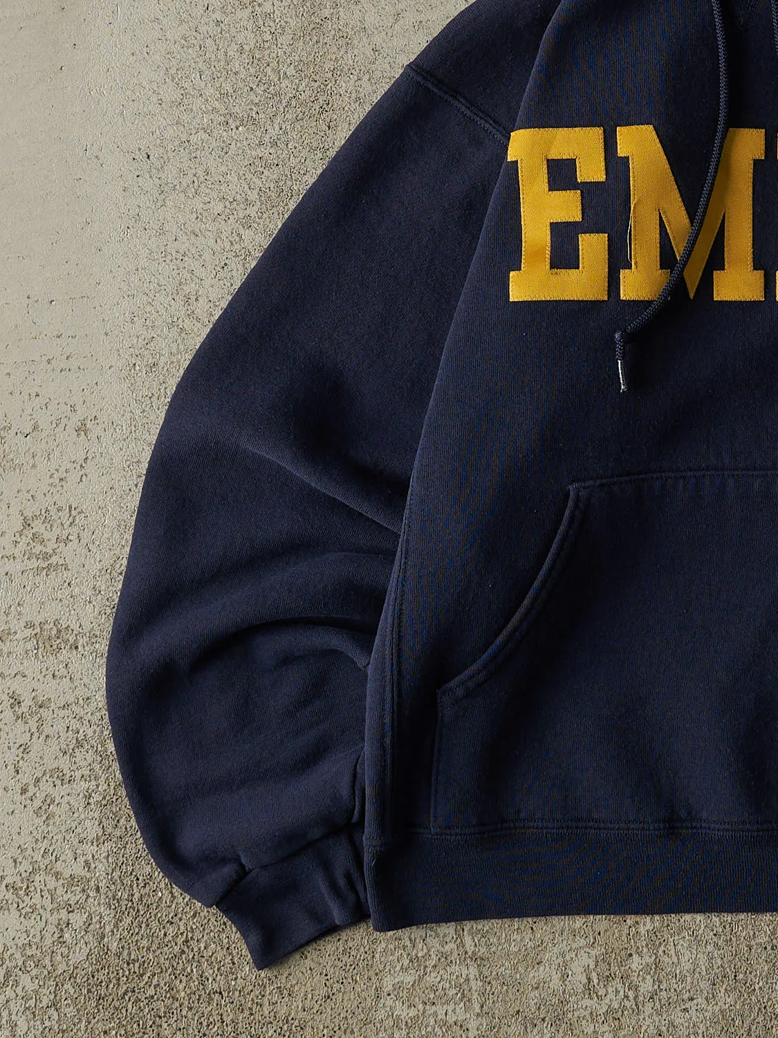 Vintage Y2K Navy Blue Russell Athletic EMHS Embroidered Hoodie (XS/S) sold by Rebalance Vintage product image thumbnail 3