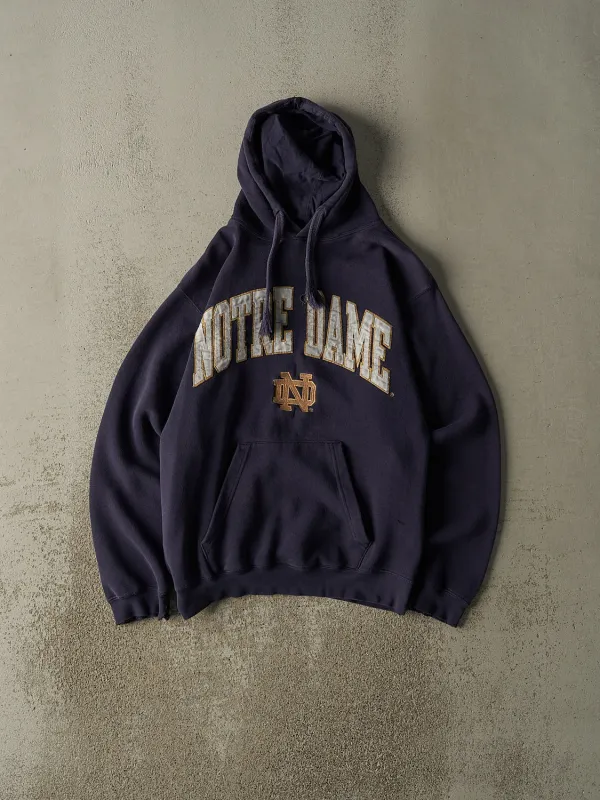 Vintage Y2K Navy Blue Notre Dame Embroidered Hoodie (M) sold by Rebalance Vintage