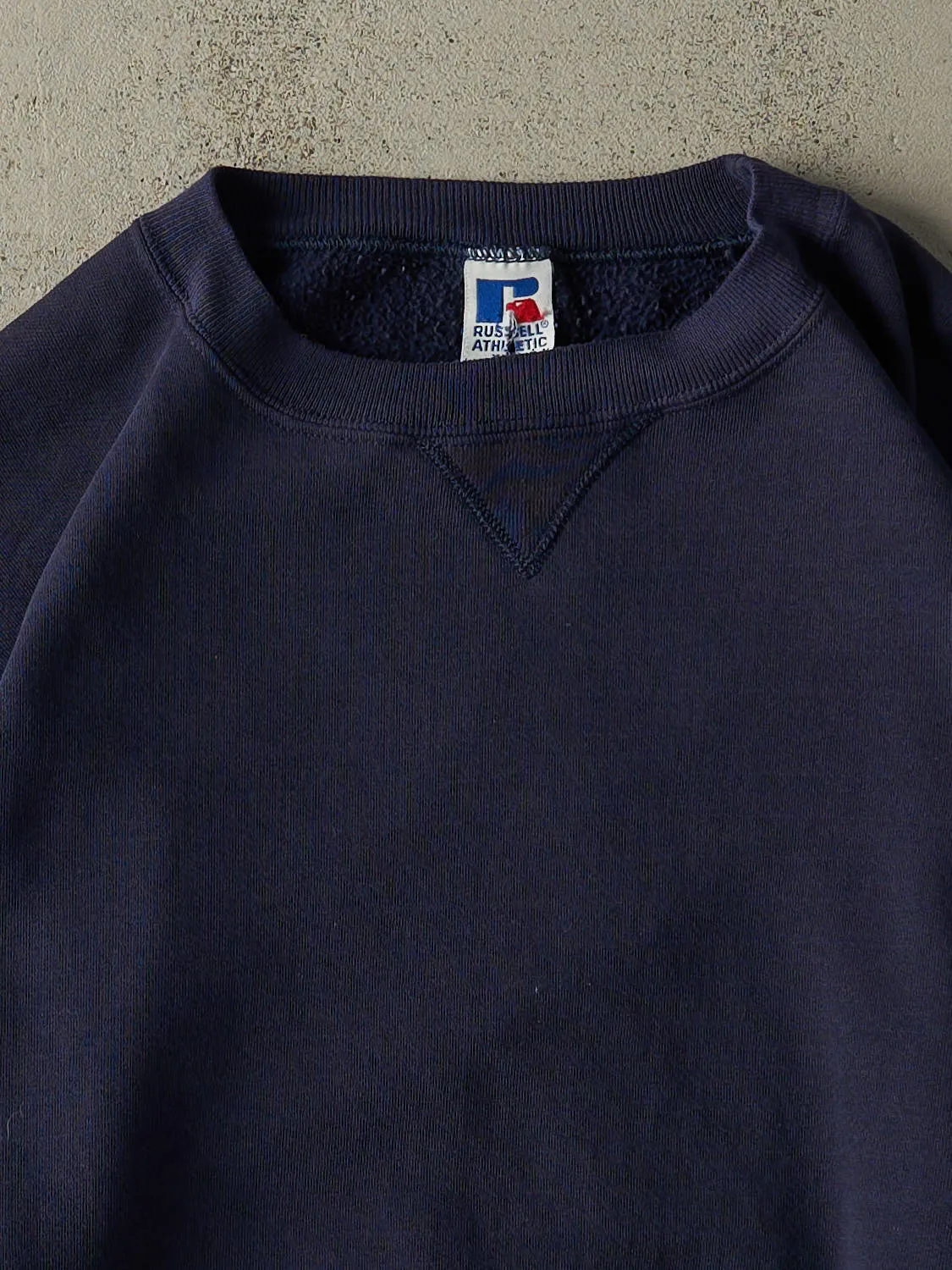 Vintage 90s Navy Blue Russell Athletic Blank Crewneck (XL) sold by Rebalance Vintage product image thumbnail 2