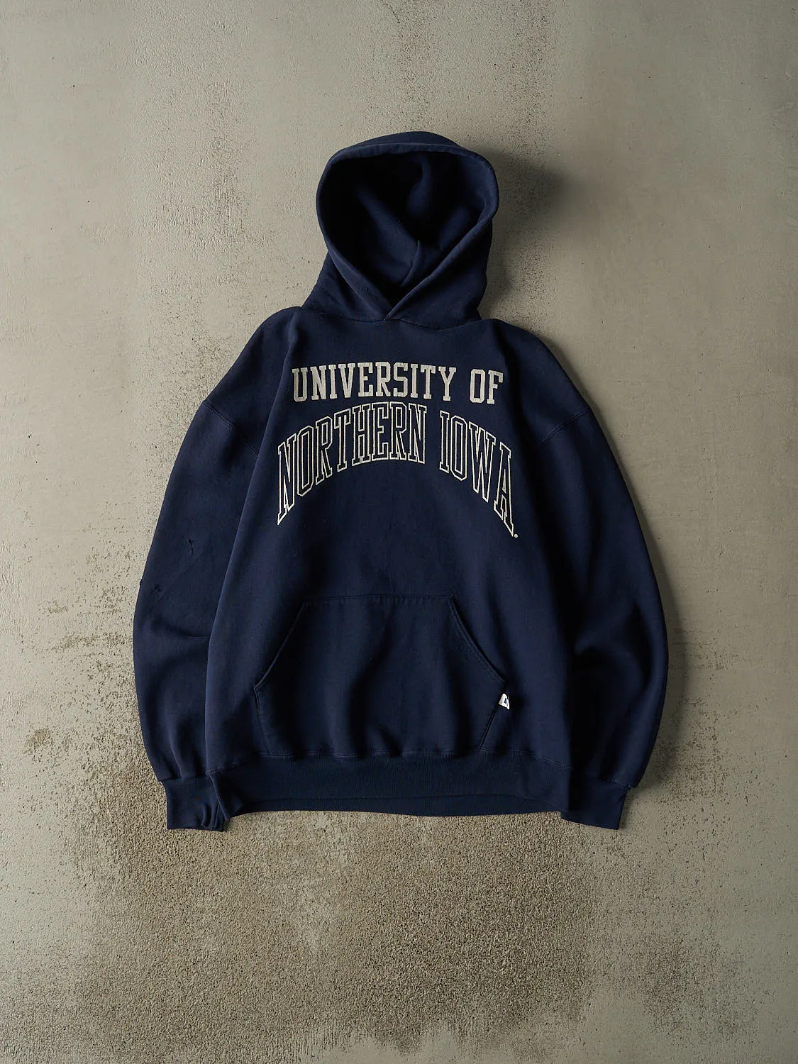 Vintage 90s Navy Blue Russell Athletic University of Northern Iowa Hoodie (L/XL) sold by Rebalance Vintage